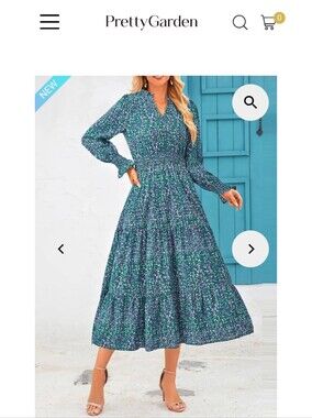 PRETTYGARDEN Women's Floral Maxi Dress Spring Long Sleeve V Neck Casual A Line
